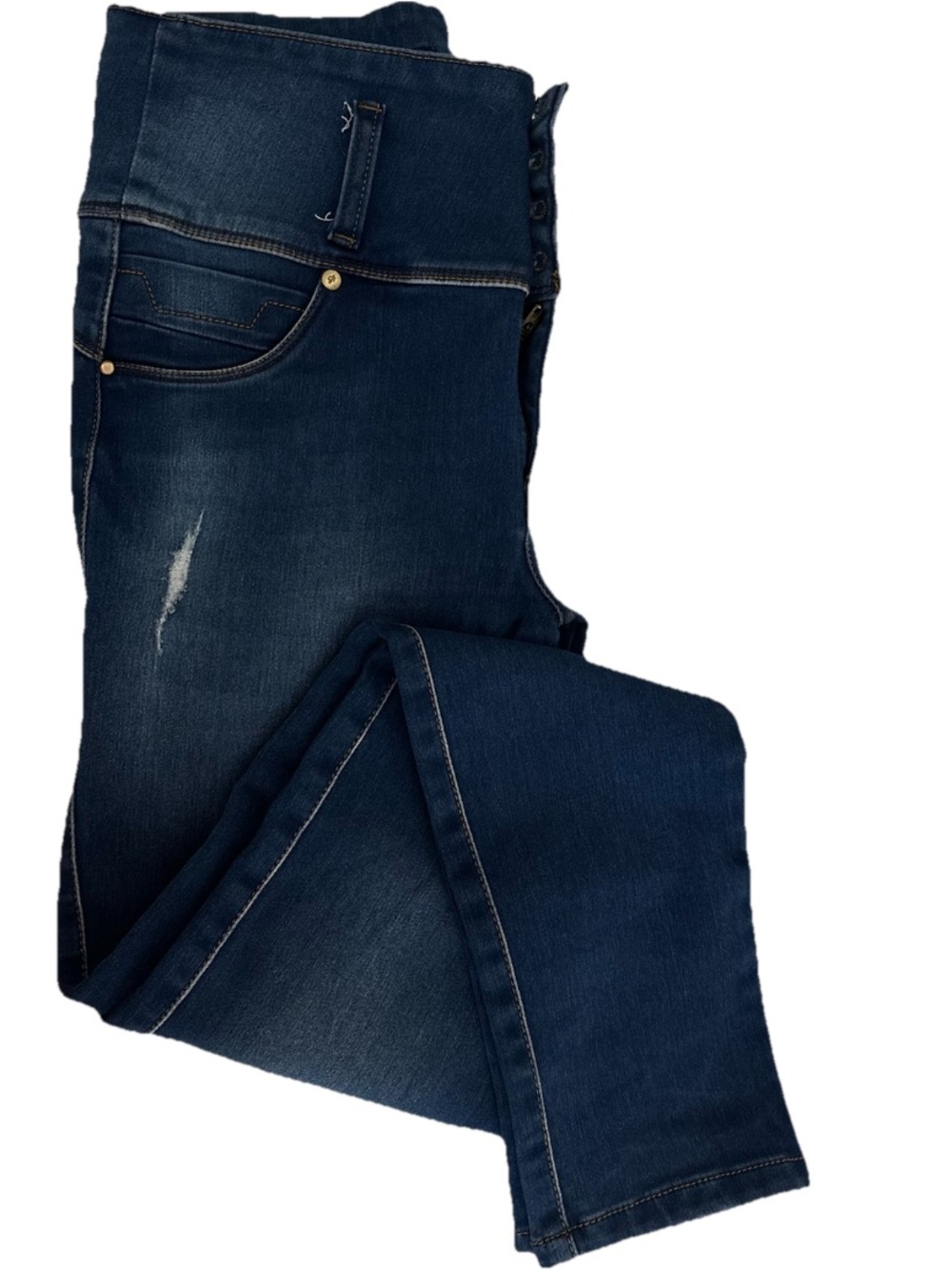 Seven7 Buttlifting Colombian Midrise Four Button Slim Medium Wash Blue Jeans Sz7